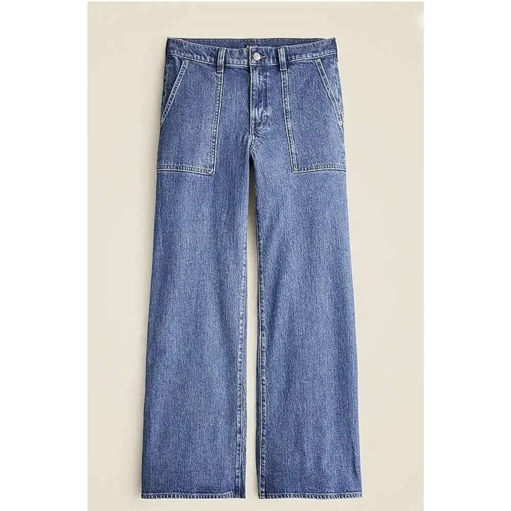 J. Crew Camp-Pocket Wide Leg Jeans For Women Size 27 Medium Wash